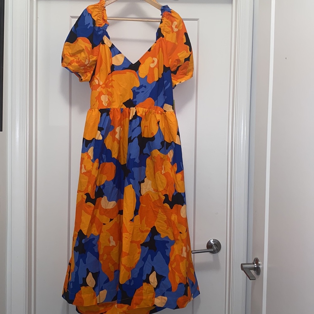 💥 NWT! Floral Print Puff Sleeve Tie-Back Dress - Tabitha Brown for Target - Picture 2 of 10